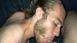 DOUBLE cumshot On My husband With Facial And spooge gulp In bed