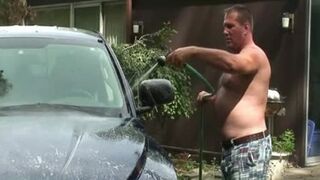 Parent Wanks Off whilst Washing Camper