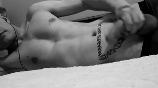 Tugging off and Cum-Shot in Antique Ebony & Milky