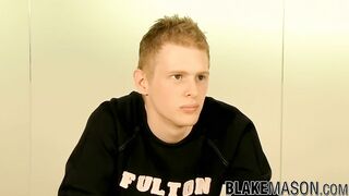 Blond Brit lad hammering off his hefty weenie for popshot