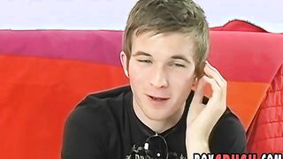 First-Timer Gabe Crawford interviewed before wanking and jizzing