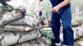 A lumberjack plows a found masturbator, and a playmate observes him