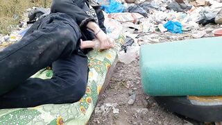 A homeless boy found a masturbator in the rubbish and pummeled him rock hard