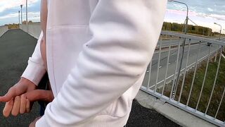 jacking off on the bridge