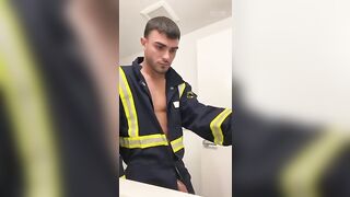 Fapping weenie in work uniform