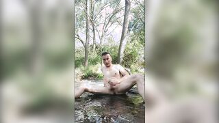 Alex Mancini entirely naked in public park shooting jizm into a sea