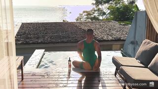 Axel Abysse knuckles his coochie by the pool