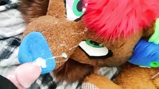 Spunk on fursuit until fully glazed