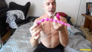 Super-Naughty parent Richard Lennox uses ass-fuck beads on his taut culo