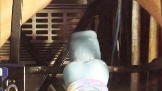 Private Movie, Outside in Workshed Riding XL knotted Faux Pink Cigar