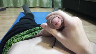 The dude jerks off his manstick