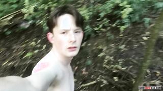 Naughty Andy Companion Rides Fake-Shaft While Trouser Snake Rubbin' Outdoor