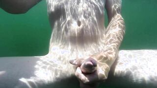 Stroking Off Underwater in Public Lake