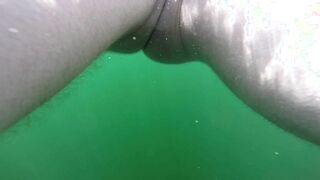 Stroking Off Underwater in Public Lake