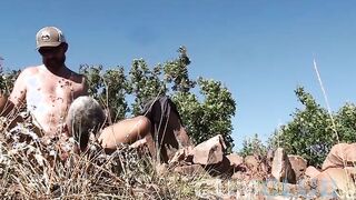 Hikers plow In Nature