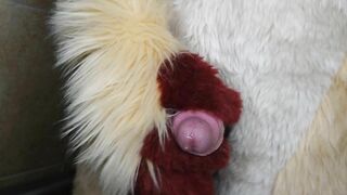 Peeing and spunking for you in fursuit