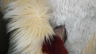 Peeing and spunking for you in fursuit