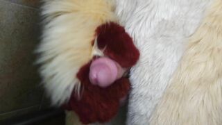 Peeing and spunking for you in fursuit