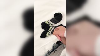 Guy is shooting flow on his socsk!