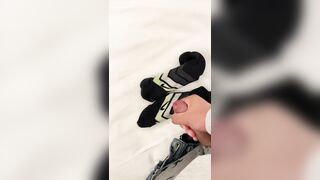 Guy is shooting flow on his socsk!