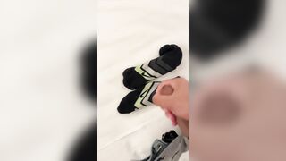 Guy is shooting flow on his socsk!