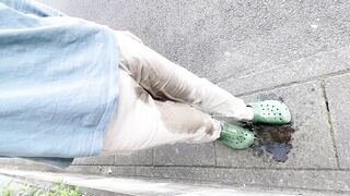 Peeing in pants while walking