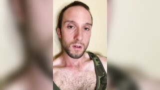 Nasty hairy dude shows off his feet, legs, and pumps out some fountains