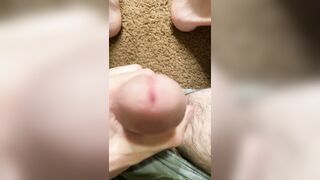 Nasty hairy dude shows off his feet, legs, and pumps out some fountains