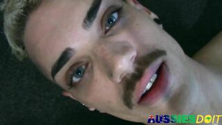 Blue Saw Aussie Fag Beckett Drains His Stiff Hard-On