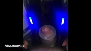 A boy spunks for the very first time from an automatic masturbator