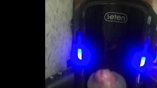 A boy spunks for the very first time from an automatic masturbator