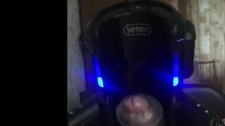 A boy spunks for the very first time from an automatic masturbator