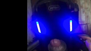 A boy spunks for the very first time from an automatic masturbator