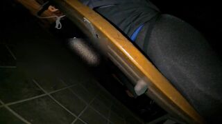 Eccentric twunk caught 3 times tearing up a bench, ¡powerful ejaculation!...