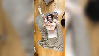 Dude in Adidas sneakers takes a XXL plumb stick and comes in his mouth