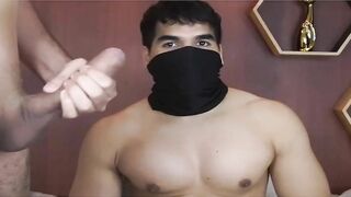 muscled man gets poked On web camera