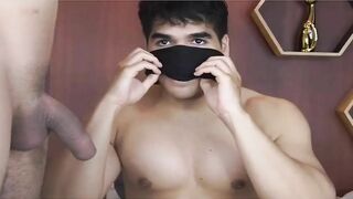 muscled man gets poked On web camera