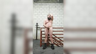 Stroking off in the stairwell of a parking garage until I jism! Ugh I'm always so wild!!!