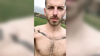 Public jack off on soccer realm