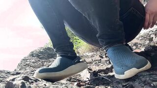 久しぶりに野外射精。釣り人に見られたかも。