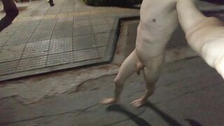 Ambling fully bare on the street