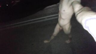 Ambling fully bare on the street