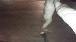 Ambling fully bare on the street