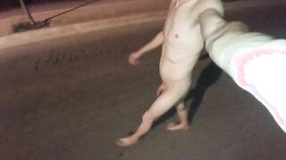 Ambling fully bare on the street