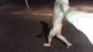 Ambling fully bare on the street