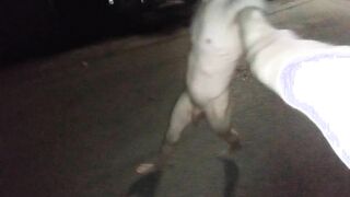 Ambling fully bare on the street