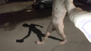 Ambling fully bare on the street