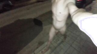 Ambling fully bare on the street