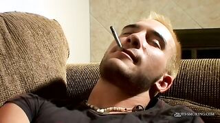 BoysSmoking: Jacob Wright display his wonderful assets and sausage while hammering a cigar