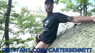 Runner Jizzing On Hike